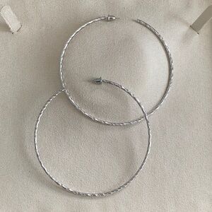 Sterling Silver Oversized Textured Hoop Earrings